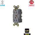 15A 125V Isolated Ground Industrial Grade Duplex Receptacle, Grey, Weather Resistant