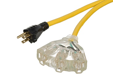 40515 Vista 15M HEAVY DUTY 12/3 SJTW LIGHTED TRIPLE OUTLET YELLOW
