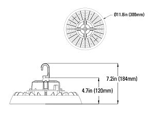 NATURALED 200/150/100W 4/5K 120/347V 27453LUMENS ROUND HIGHBAY HBR12/200S/110/8C2/BK/347-Z10