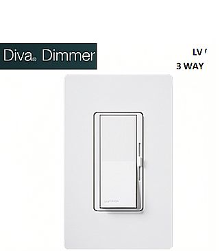 DVLV603P-WH Lutron DIVA 450W 3-WAY MAGNETIC LOW VOLTAGE DIMMER, WHITE