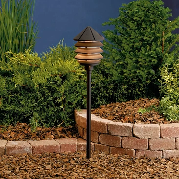 Kichler 15005AZT tiered path light offering energy-efficient illumination for outdoor pathways an...