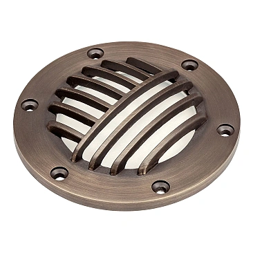 Durable Kichler 15482CBR rock guard in centennial brass for 12V inground fixtures.