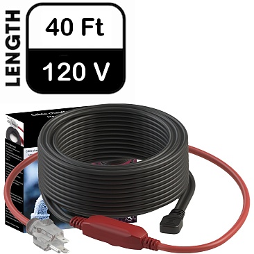 contractor-grade 40-foot, 120V plug-in pipe heating cable for pipes in Canadian homes