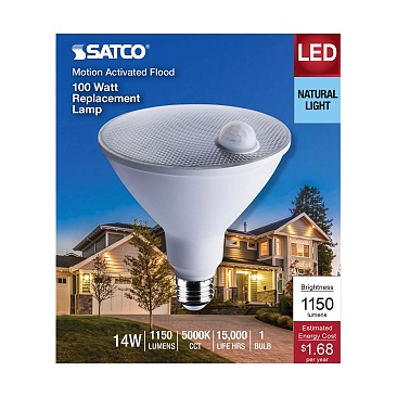 SATCO S11444 14W 120V 5000K PAR38 Non-Dimmable LED Lamp with PIR Sensor