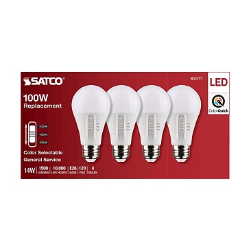 SATCO S11777 14W 3CCT A19 LED Lamp