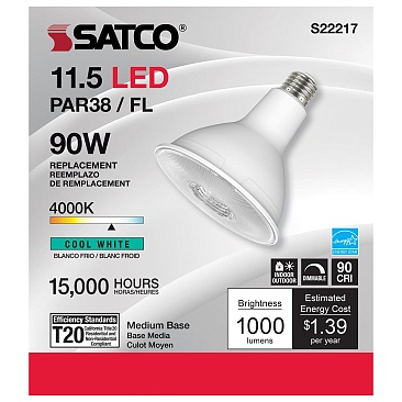 SATCO S22217 11.5W 120V 4000K PAR38 Dimmable LED Lamp