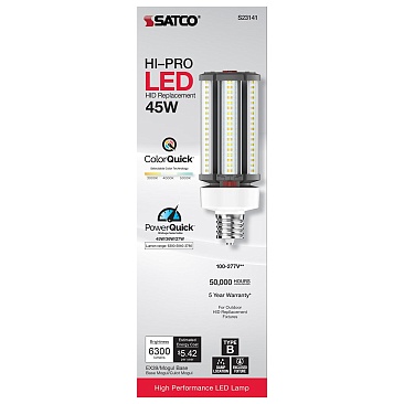 SATCO S23141 45W/36W/27W 100-277V 3CCT Hi-Pro Series LED HID Replacement