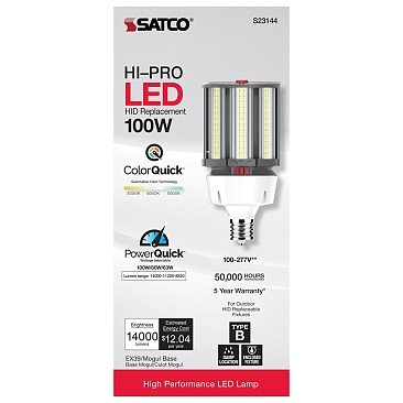 SATCO S23144 100W 100-277V Hi-Pro Series LED HID Replacement