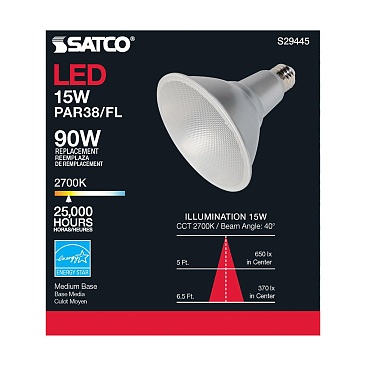 SATCO S29445 15W 120V 2700K PAR38 Dimmable LED Lamp