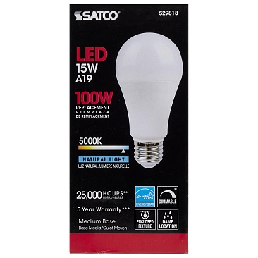 SATCO S29818 15W 120V 5000K 1600LM A21 Dimmable LED Lamp