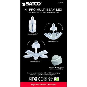 SATCO S39752 60W 100-277V 5000K Medium Base Non-Dimmable LED HID Replacement Natural Light