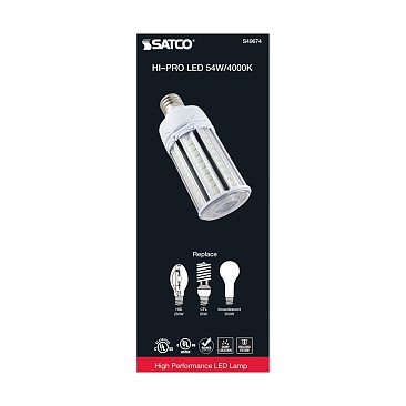 SATCO S49674 54W 100-277V 4000K Hi-Pro Series LED HID Replacement