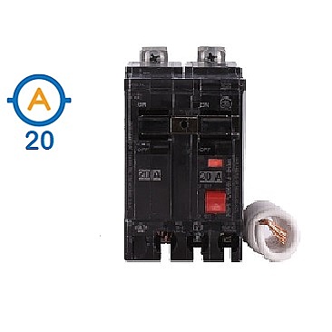 THQB2120GFT GE 2 POLE 20 AMP BOLT ON GROUND FAULT CIRCUIT BREAKER