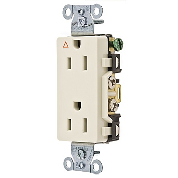 IG15DRLA Hubbell 15A 125V ISOLATED GROUND CORROSION RESISTANT DECORATOR RECEPTACLE, LIGHT ALMOND
