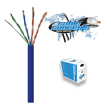WICH2105BL Cable Concepts CAT5E 24 AWG 4 PR FT4/CSA 1000 FEET BLUE
