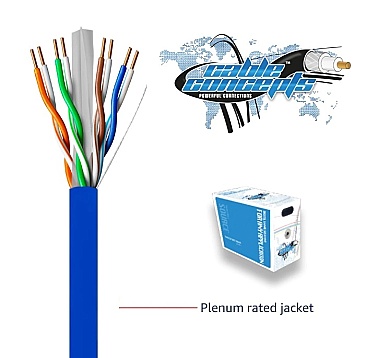 WICH6106BL Cable Concepts PLENUM CAT6 23AWG 4 PR FT4/CSA 1000 FT BLUE