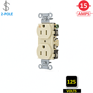 IG5252I Hubbell 15A 125V ISOLATED GROUND DUPLEX RECEPTACLE, IVORY