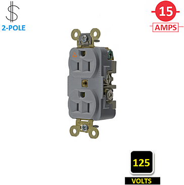 IG5262GYWR Hubbell 15A 125V ISOLATED GROUND INDUSTRIAL GRADE DUPLEX RECEPTACLE
