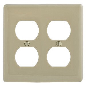 NP82I Hubbell 2 GANG DUPLEX PLATE IVORY