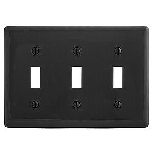 NP3BK Hubbell 3 GANG TOGGLE PLATE BLACK