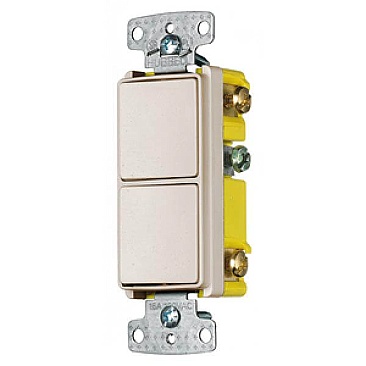 RCD103LA Hubbell COMBINATION 2 SWITCHES IN ONE 1 POLE + 3 WAY LIGHT ALMOND