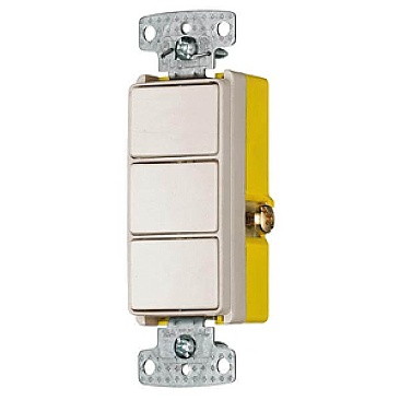 RCD111LA Hubbell COMBINATION THREE 1 POLE SWITCHES IN ONE LIGHT ALMOND