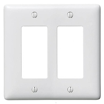 NPJ262W Hubbell NYLON MID-SIZED 2-GANG ELECTRICAL COVER PLATE WHITE