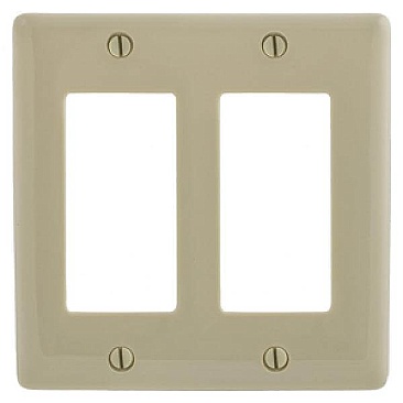 NPJ262I Hubbell NYLON MID-SIZED 2-GANG ELECTRICAL COVER PLATE IVORY