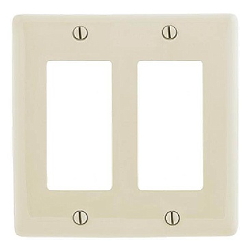 NPJ262LA Hubbell NYLON MID-SIZED 2-GANG ELECTRICAL COVER PLATE LIGHT ALMOND