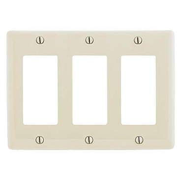 NPJ263LA Hubbell NYLON MID-SIZED 3-GANG ELECTRICAL COVER PLATE LIGHT ALMOND