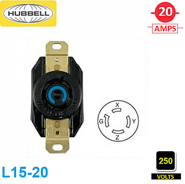 HBL2420 Hubbell 20A 250V TWIST-LOCK RECEPTACLE - NEMA L15-20R