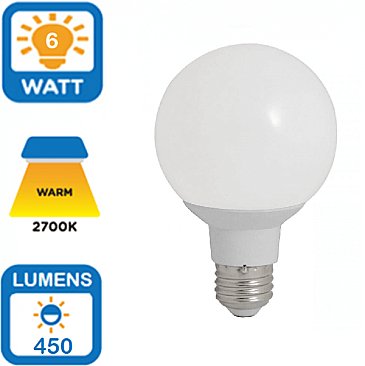 LED6G25/45L/27K NaturaLED 6W G25 LED DIMMABLE LAMP 27K (5814)