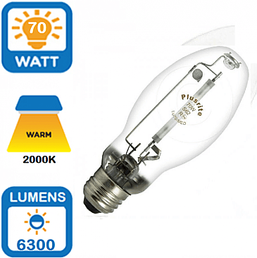 LU70/ED17/MED Plusrite 70W HPS LAMP MEDIUM BASE (2002)