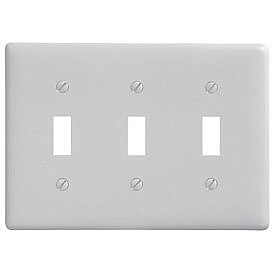 NP3W Hubbell 3 GANG TOGGLE PLATE WHITE