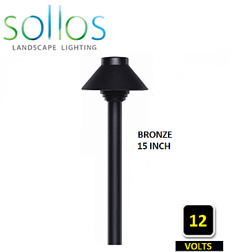 PSH040-TZ-15 Sollos BRONZE STRAIGHT HAT PATH LIGHT 15 INCH