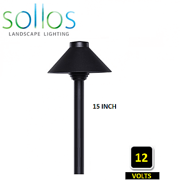 PSH055-TB-15 Sollos BLACK STRAIGHT HAT PATH LIGHT 15 INCH