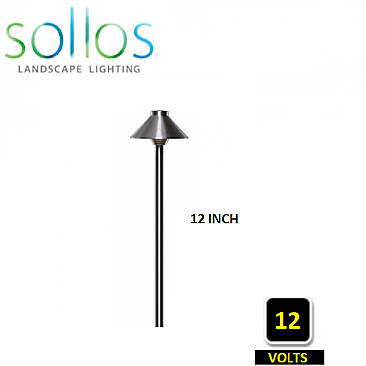 PTH040-SS-12 Sollos TRADITIONAL 4"HAT PATH LIGHT 12V STAINLESS 12"STEM