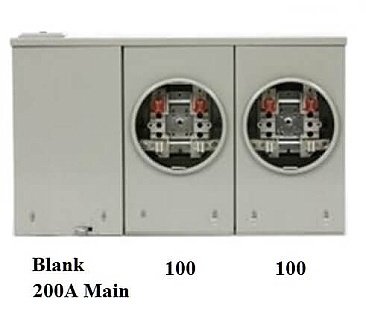 SDC220PWBC Hydel 200A DUPLEX METER BASE (BLANK-100-100) (BEC2-VA)