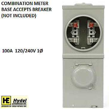 JA400RW Hydel COMBO 4 JAW METER BASE THAT ACCEPTS 100A MAX CIRCUIT BREAKER (NOT INCL)