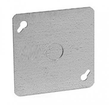 52C6 White Label 4 X 4 SQUARE FLAT COVER PLATE WITH 1/2 K.O.