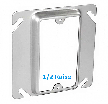 52C13 White Label 4 X 4 SQUARE 1/2 RAISED DRYWALL MUD ELECTRICAL RING