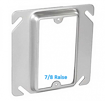 52C15 White Label 4X4 SQUARE 7/8 RAISED DRYWALL MUD ELECTRICAL RING
