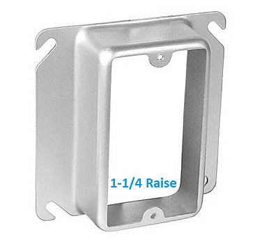 52C16 White Label 4X4 SQUARE 1-1/4 RAISED DRYWALL MUD ELECTRICAL RING