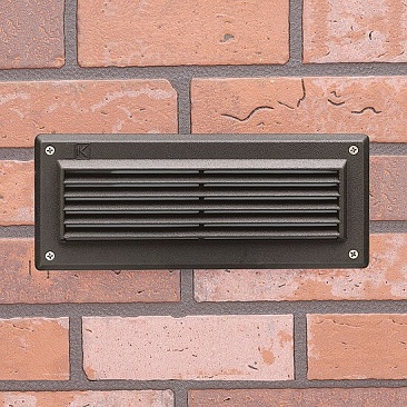 Kichler 15773AZT27R louvered brick light with 2700K warm white illumination in architectural bron...