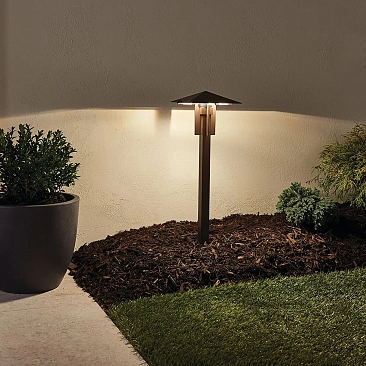 Durable Kichler LED path light featuring a forged design and 3000K light for Canadian pathways an...