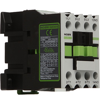 The Noark Ex9CDS12A30G7A contactor offers 12A, 3P (3NO) main contacts with 1NC auxiliary contact.