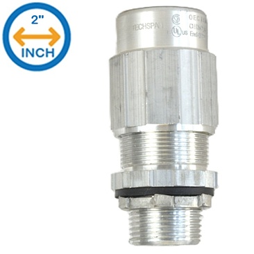 Techspan TKMC200A200 Wet Teck Connector 2" Threaded Hub For O/D Cable Size Between 1.67"-1.98"